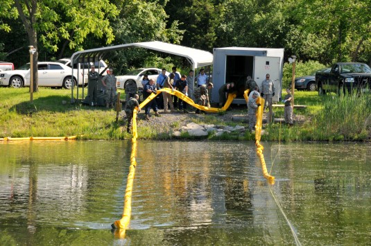Airmen Practice Spill Containment